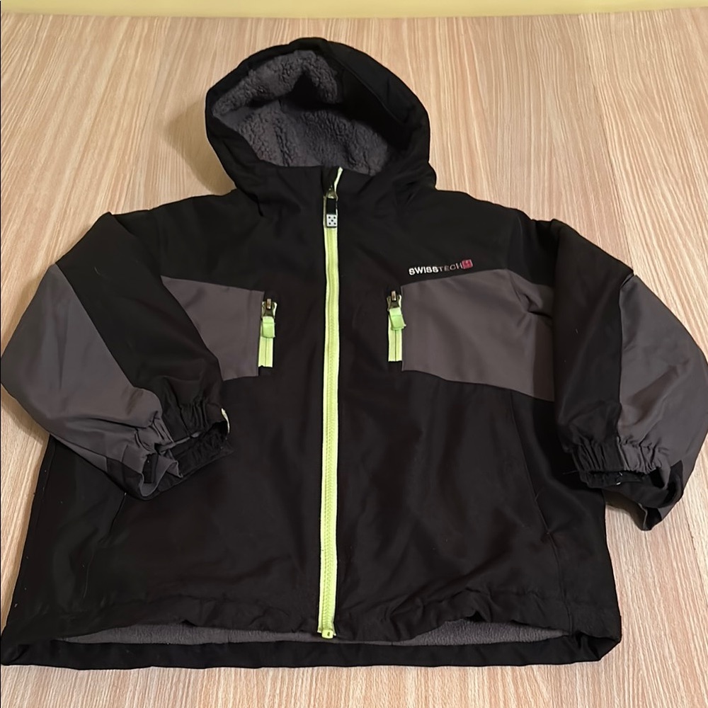 Swiss Tech fleece lined Black Gray Yellow Jacket XS